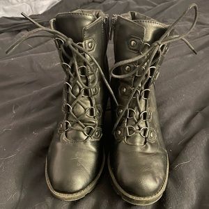 Black wedge ankle boots